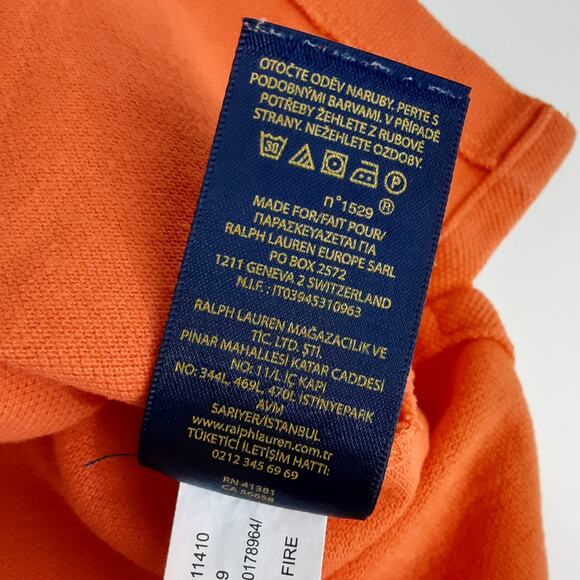Polo Ralph Lauren Kids Big Pony Polo Shirt Rugby Embroidered Orange Boy 6 School - Picture 7 of 10